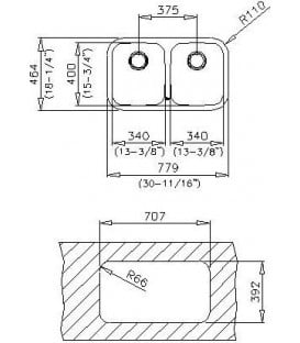 Fregadero Teka BE 2C780, 2C, Bajo Encimera, 90cm