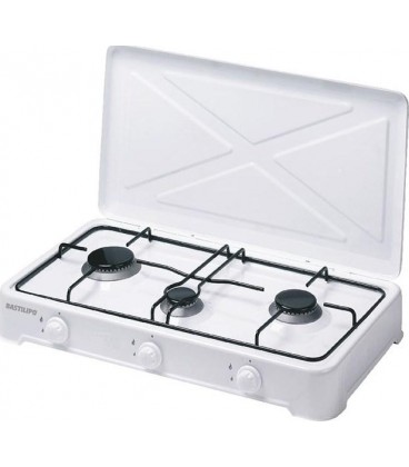 Cocina Gas Bastilipo CG300, 3 fuegos, Blanca