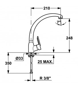 Grifo Teka MNCR, monomando, caño alto, cromo