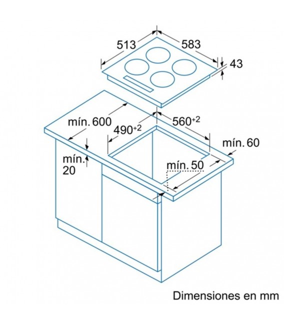 Vitroceramica Balay 3EB720XR, 4 zonas, Inox