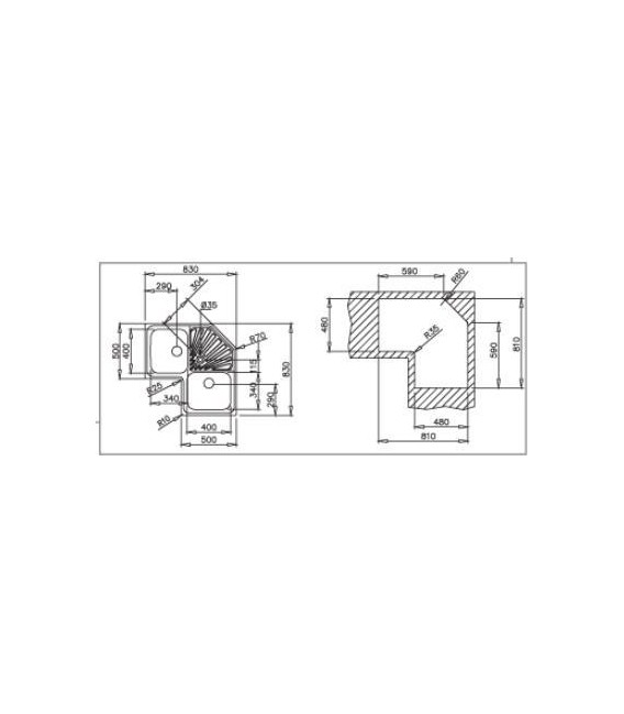 Fregadero Teka ANGULAR 2C, 2 senos, ionx 10118005