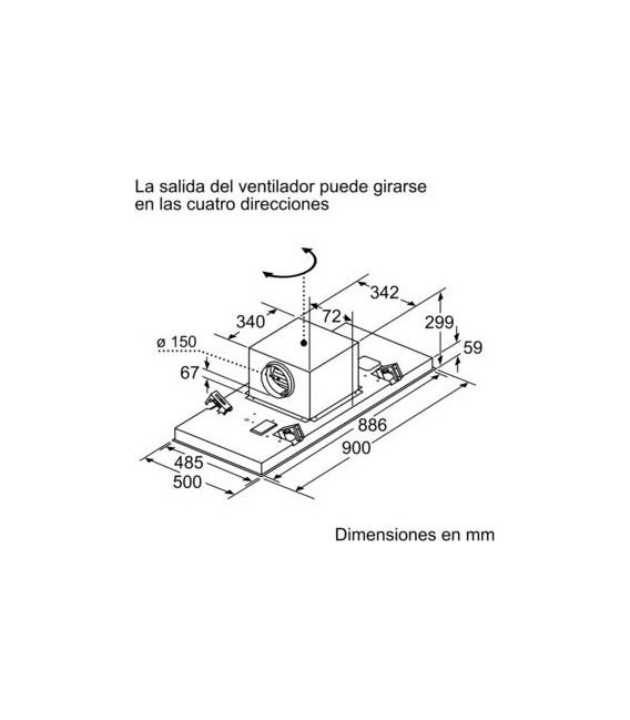 Extractor Siemens LR96CBS20, 90x50cm, techo , 745m