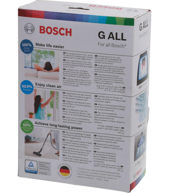 Bolsa Aspirador Bosch BBZ41FGALL, Pack 4 bolsas