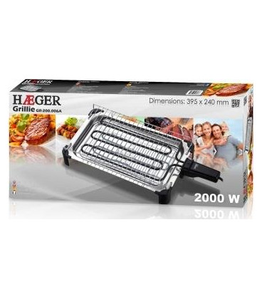 Barbacoa Haeger GR200006A, grilie 2000w, potencia