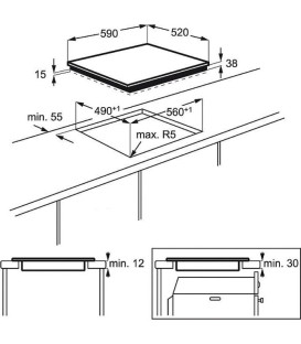 Vitroceramica AEG HK623021FB, 3 zonas, 60 cm