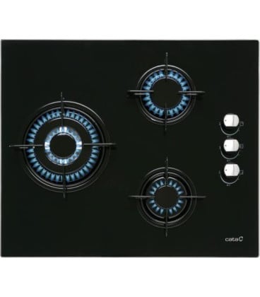 Encimera Cata CI6021BK, Cristal, 3 fuegos, Negra