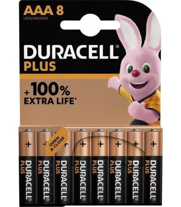 Pila Duracell Alcalina Plus Power AAA LR03 B8