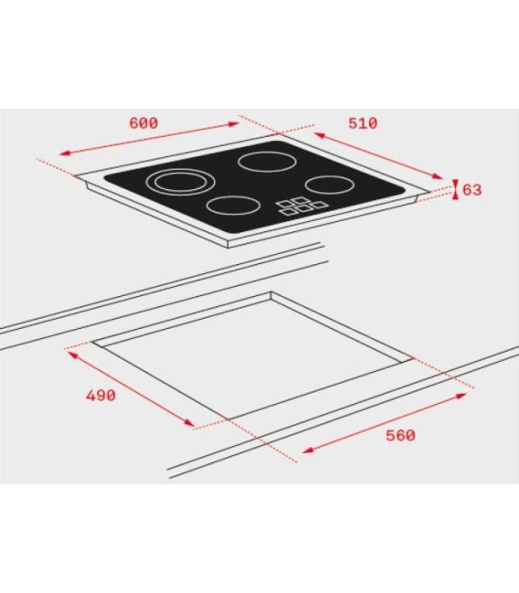 Vitroceramica Teka TZ6320, 3 Zonas Bisel Frotal