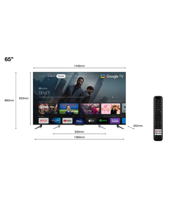 TV TCL 65C649, 65 UHD QLED GoogleTV 50/60Hz+FRC /