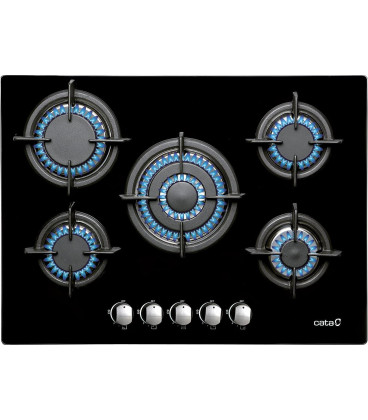 Encimera Cata LCI9041BK, Cristal, 5 fuegos, Hierro Encimera Cata LCI9041BK, Cristal, 5 fuegos, Hierro