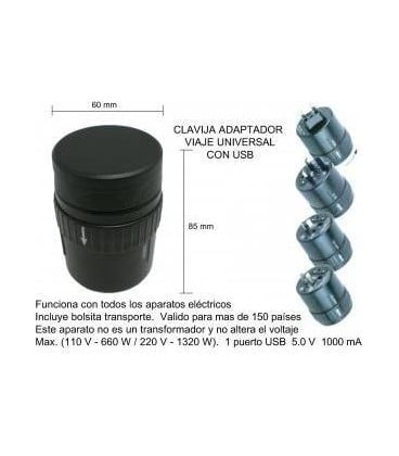 CLAVIJA ELECTROBILSA ADAPTADOR VIAJE UNIVERSAL  CO