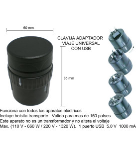 CLAVIJA ELECTROBILSA ADAPTADOR VIAJE UNIVERSAL  CO