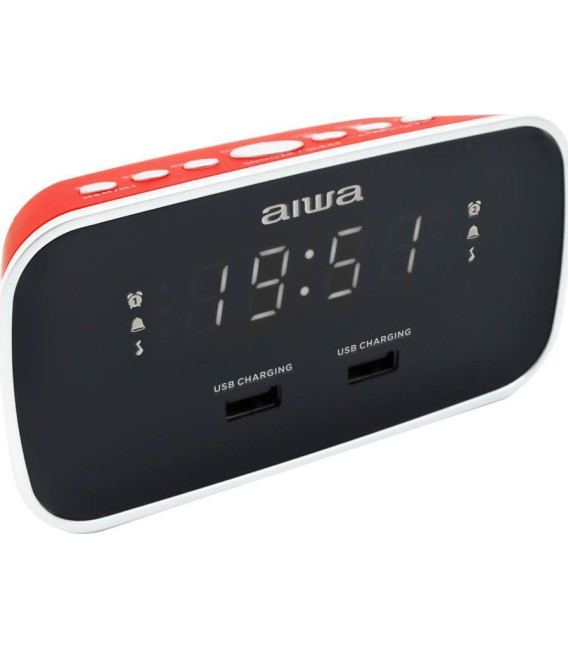 RADIO RELOJ AIWA CRU19RD • DESPERTADOR• DISEÑO SOF