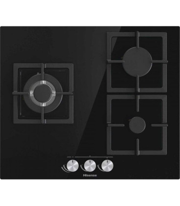 Encimera Hisense GG633B, 3 fuegos, 60cm, Cristal G Encimera Hisense GG633B, 3 fuegos, 60cm, Cristal G