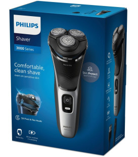 Afeitadora Philips S314300, Seco y Mojado, Plata