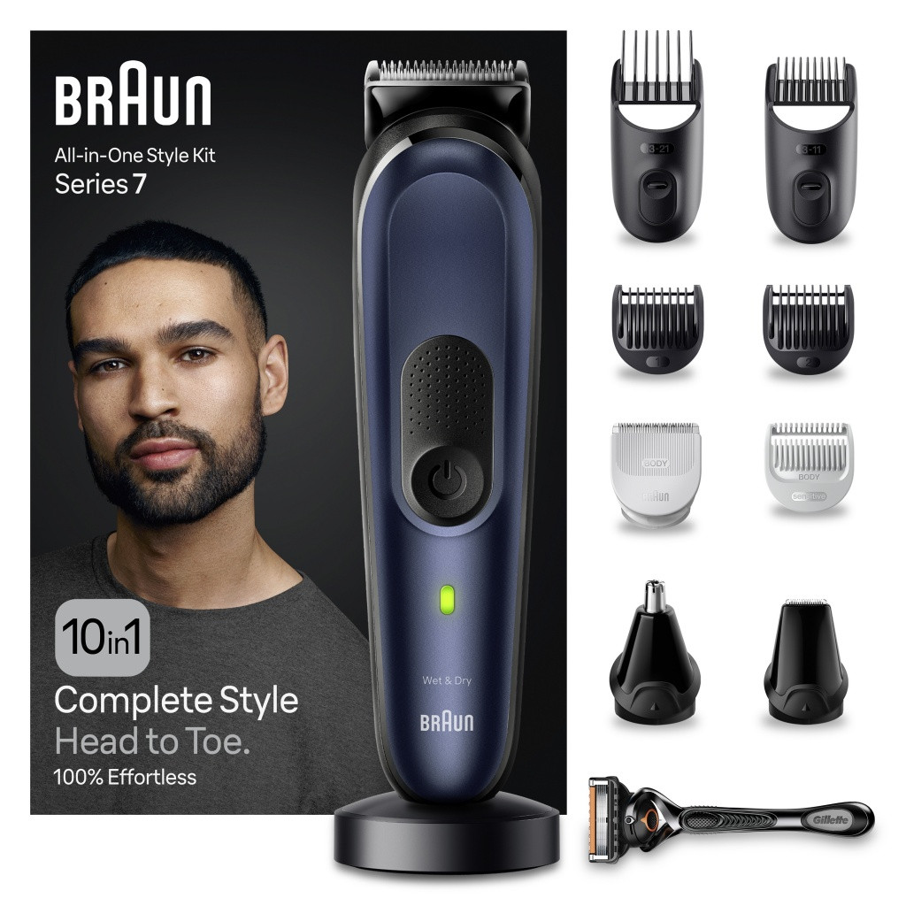 BRAUN BODY GROOMING KIT BGK7050 DEPILADORA PARA HOMBRE 3 EN 1 CON 4  ACCESORIOS