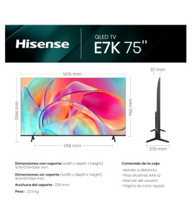 TV 75 Hisense 75E7KQ, direct led, Quantum Dot Colo