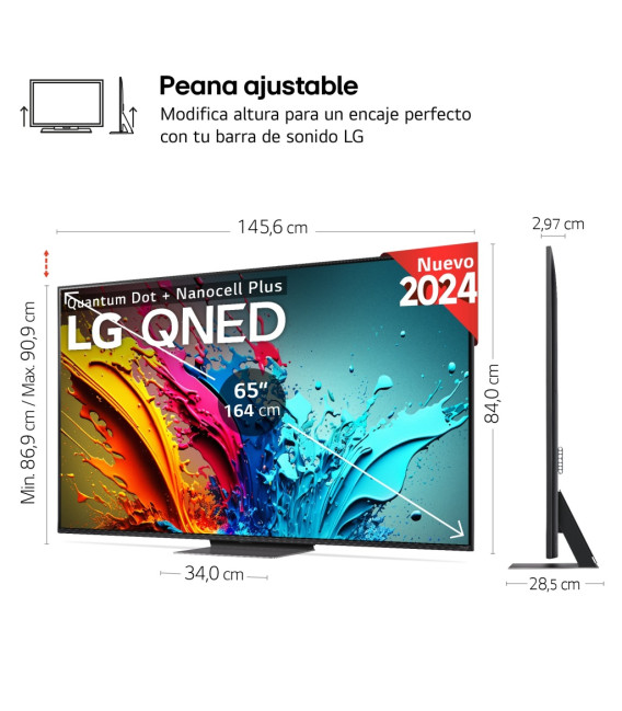 Tv QNED 65 LG 65QNED87T6B, 4K, 120HZ, Smart webOS