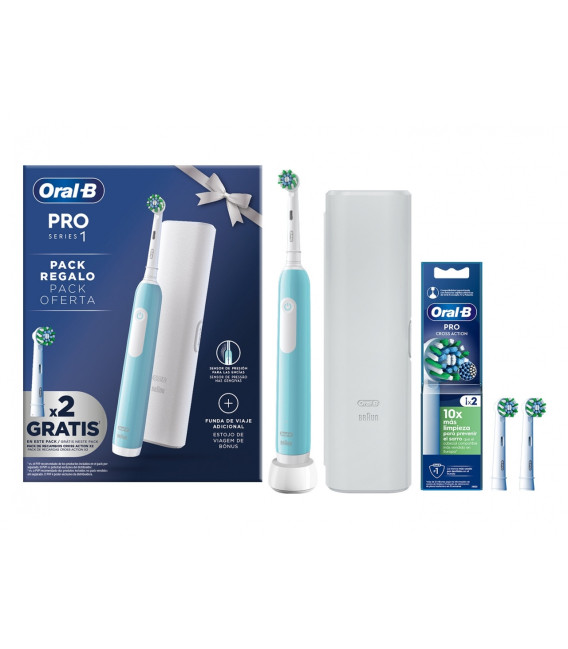 PACK CEPILLO DENTAL BRAUN ORAL B PRO 3 NEGRO CON REFILL CROSS ACTION 4 CT DE REG