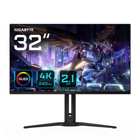 AORUS Monitor de juegos OLED FO32U2P de 32 - 3840 x 2160 (UHD), 240Hz, 0.03ms, 250 cd/m², KVM, FreeSync Premium Pro, DisplayHDR 