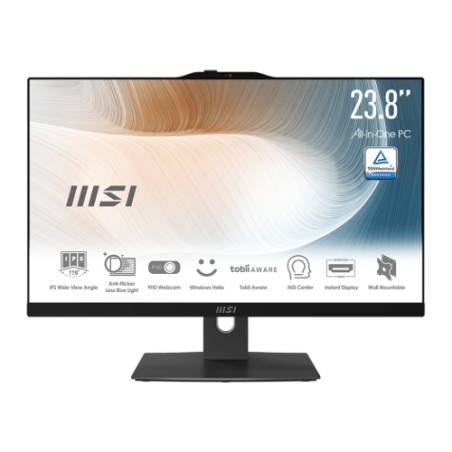 MSI AIO MODERN AM242TP 12M-823ES. 23.8 (60CM). PLANO. IPS. INTEL PROCESSOR N100. DDR4 SDRAM 16GB (8GB*2). 512 GB PCIE SSD. SIN S