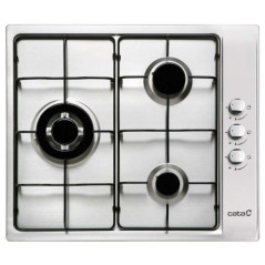Encimera Cata GIB6021X, Inox, 3 fuegos, 58x50cm