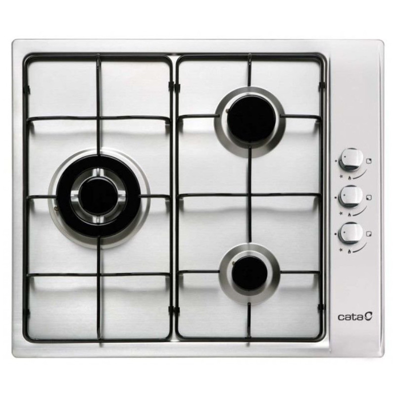 Encimera Cata GIB6021X, Inox, 3 fuegos, 58x50cm