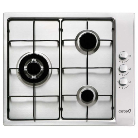 Encimera Cata GIB6021X, Inox, 3 fuegos, 58x50cm