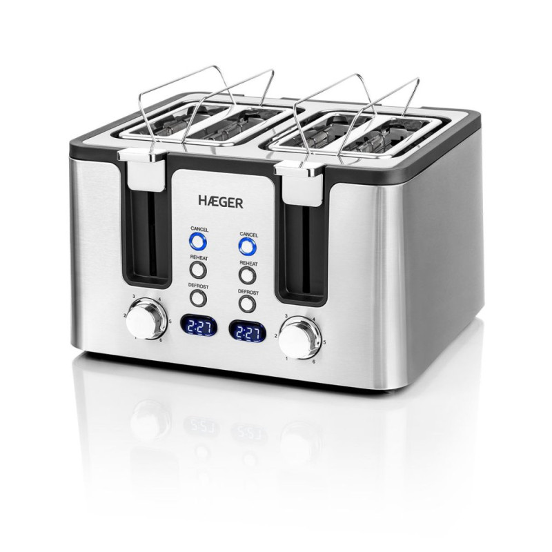 Tostador Haeger TO17D015A, inox, 4 ranuras, digita Tostador Haeger TO17D015A, inox, 4 ranuras, digita