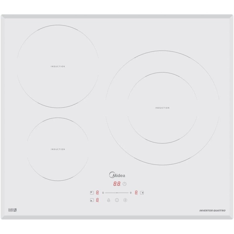 Inducción Midea MIH740T278W1, 3 Zonas, 60cm, Blanc