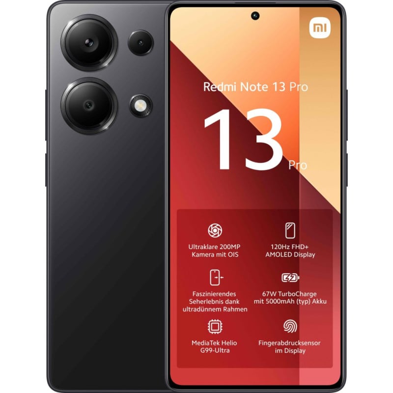 Redmi Note 13 Pro 16,9 cm (6.67) Ranura híbrida Dual SIM Android 13 4G USB Tipo C 8 GB 256 GB 5000 mAh Negro