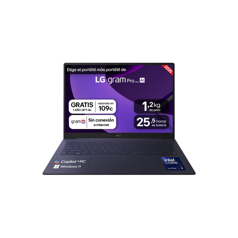 Gram Pro 16Z90TS-G.AU99B ordenador portatil Copilot+ PC Intel Core Ultra 9 288V Portátil 40,6 cm (16) 2.5K 32 GB LPDDR5x-SDRAM 1
