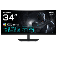 G34WQC2 Monitor Gaming Curvo 34 WQHD - 3440 x 1440, 1500R, 200Hz, 1ms, 450 cd/m², AMD FreeSync Premium, DisplayHDR 400, HDMI 2.0