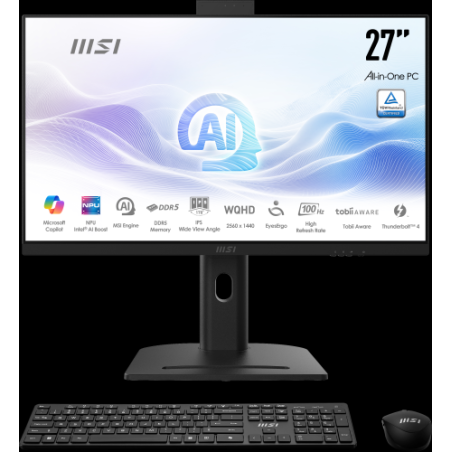 MSI AIO MODERN AM273Q AI 1UM-055ES. 27 IPS 2560x1440 (WQHD) 100HZ. INTEL ULTRA 7 155H. INTEL IRIS XE GRAPHICS.DDR5 32GB (16G*2).