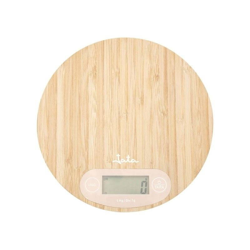 Balanza cocina Jata HBAL1110, 5kg, Bambu, digital,