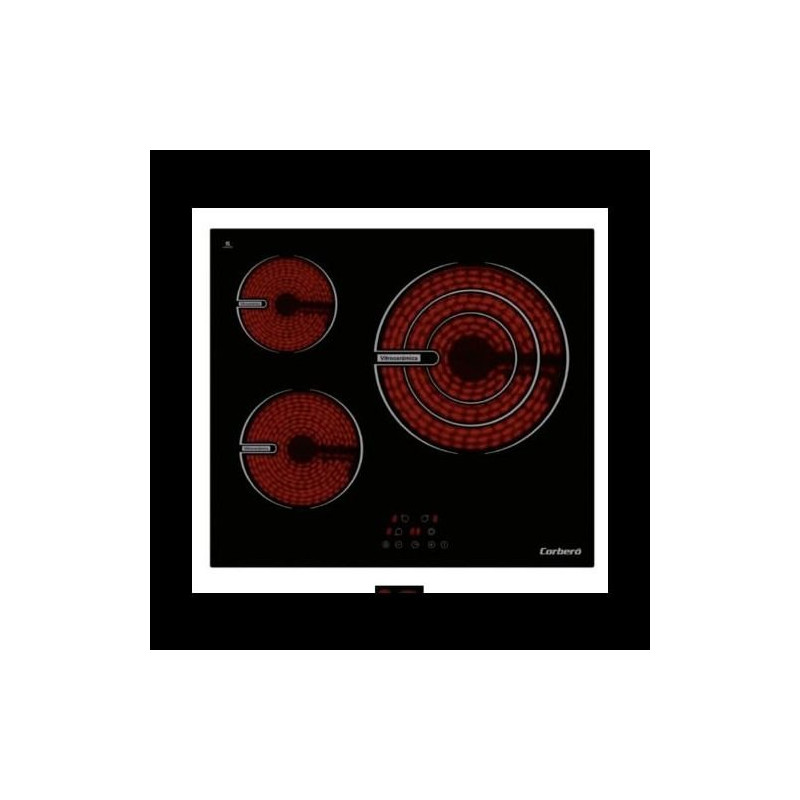 Vitroceramica Corbero CCVG3BL574, 3 Zonas, 30cm Vitroceramica Corbero CCVG3BL574, 3 Zonas, 30cm