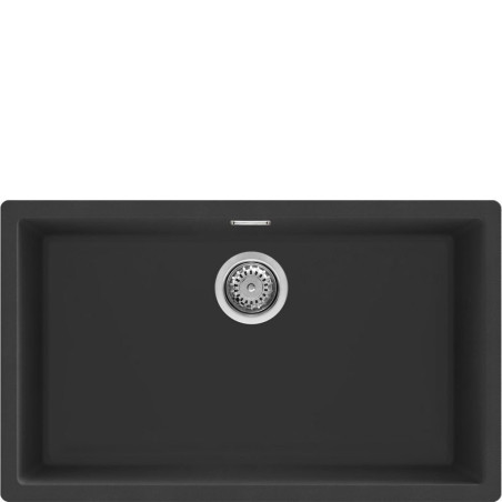 Fregadero Smeg VZP76N, 1C, 70x40x21.5, Gr Negro