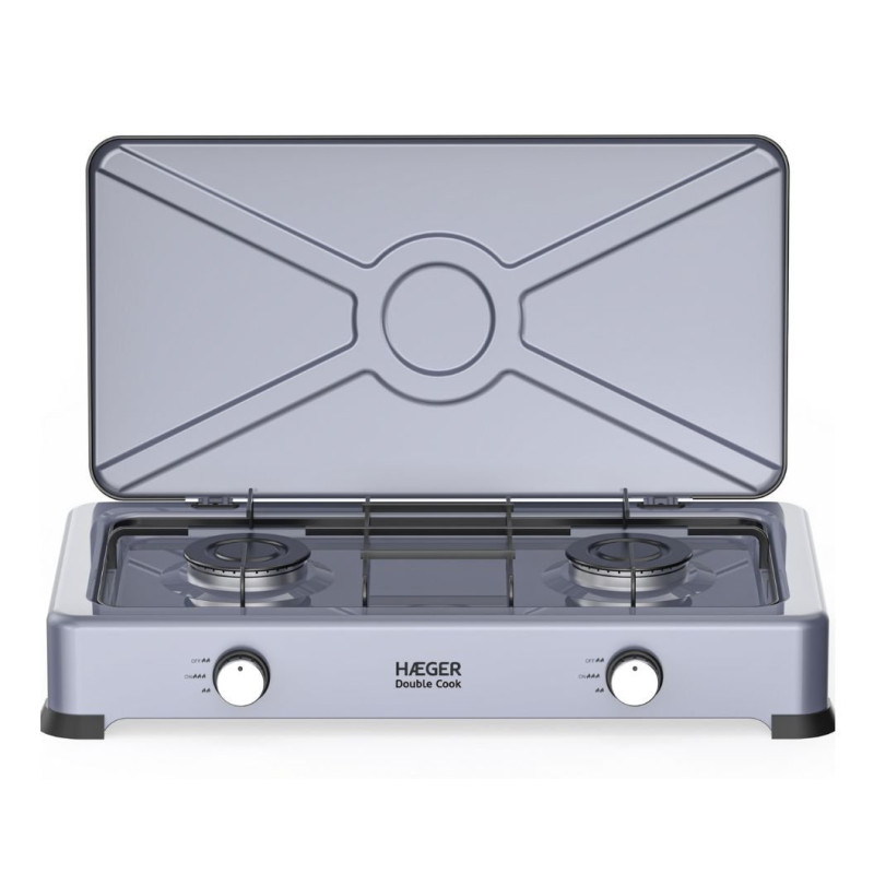 Cocina Portatil Haeger GC02E022A, 2 Fuegos, Gas, B