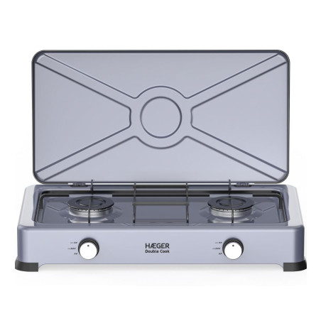 Cocina Portatil Haeger GC02E022A, 2 Fuegos, Gas, B