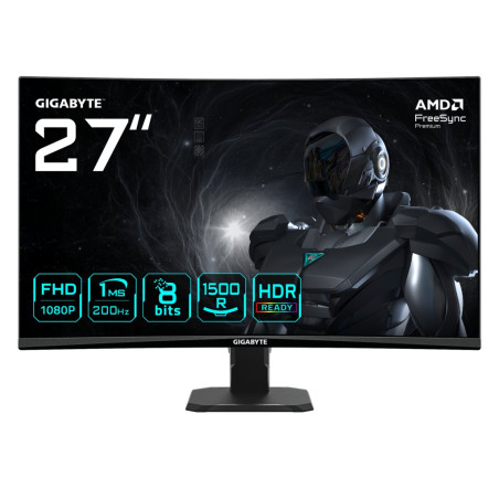 GS27FCA Monitor gaming curvo 27 FHD - 1920 x 1080, 200Hz, 1ms, 250 cd/m², FreeSync Premium, HDR Ready, HDMI 2.0, DisplayPort 1.