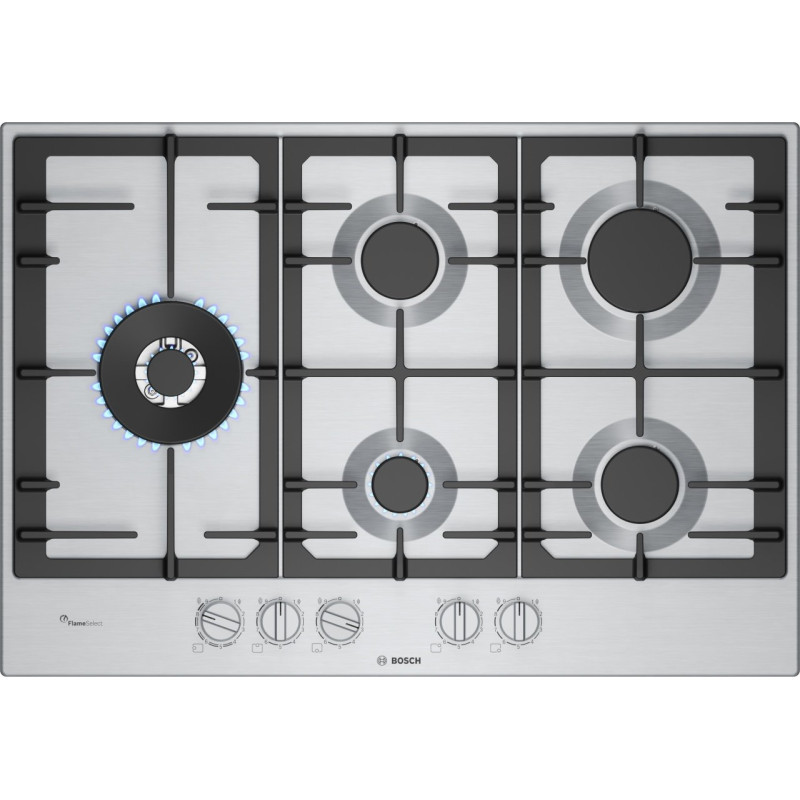 Encimera Bosch PCS7A5I90, 5 fuegos, 75cm, acero